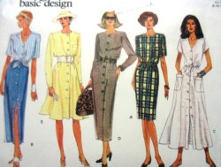 1171 BUTTON DOWN TAPER-FLARE DRESS LENGTHS PATTERN 8-12,14-16